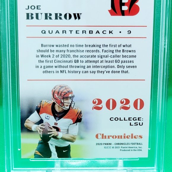 Joe Burrow 2020 Panini Chronicles #19 Rookie RC -PGX 10 Gem Mint - Picture 5 of 6